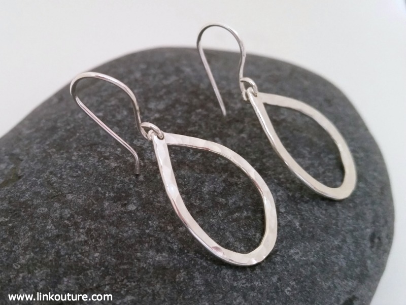 These handcrafted hammered oval teardrop earrings are made from recycled sterling silver. They are a great everyday piece of jewelry and are a beautiful handmade gift idea for her.
