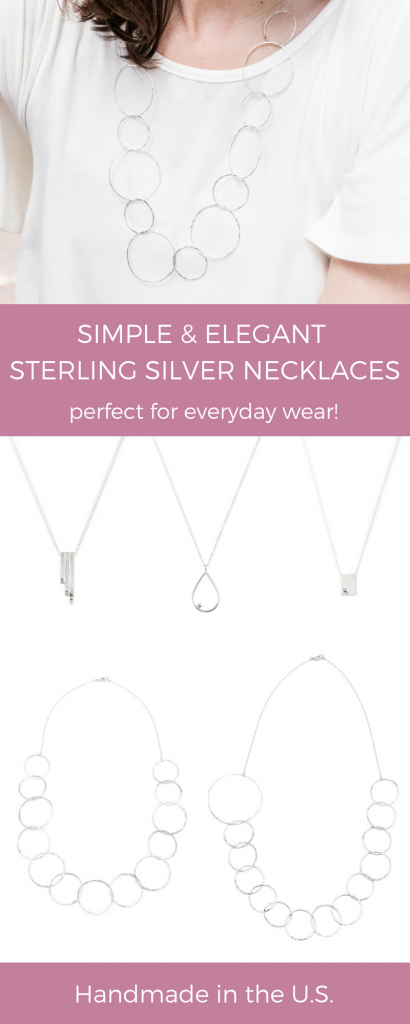 Simple elegant sterling silver necklaces by Linkouture